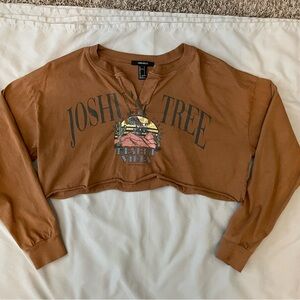 Forever 21 Brown Joshua Tree Desert Vibes Graphic Cropped Long Sleeve Top Size S